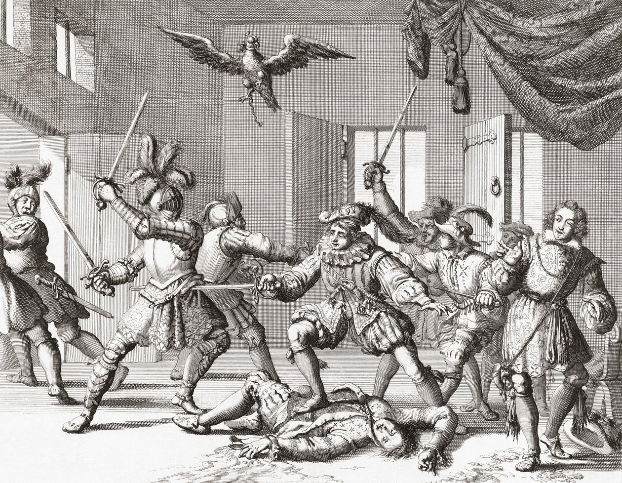 John y Alexander Ruthven, intentando secuestrar o matar a James VI de Escocia de Jan Luyken