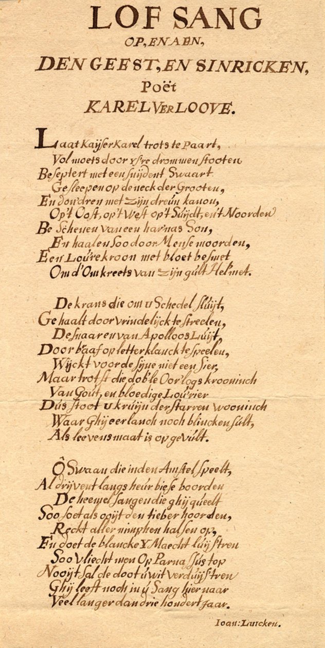 Cubierta con poema manuscrito de Jan Luyken para Karel Verloove de Jan Luyken