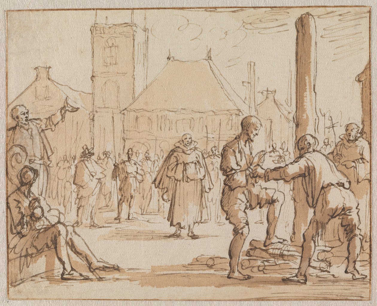 Pieter Bekjen sube a la hoguera en Ámsterdam en 1569 de Jan Luyken