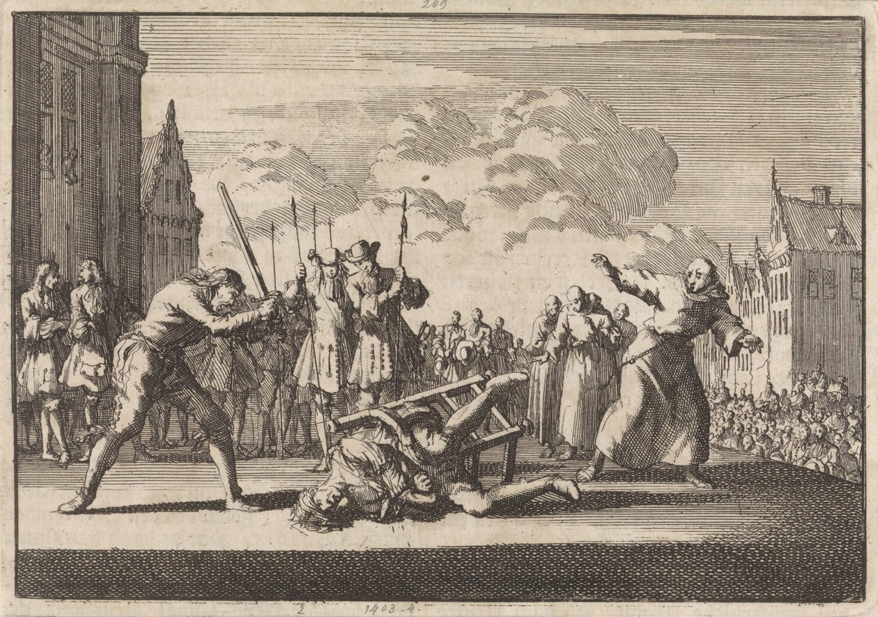 En Mainz, el Comisario Imperial de Guerra Cronsbruck es decapitado, 1691 de Jan Luyken