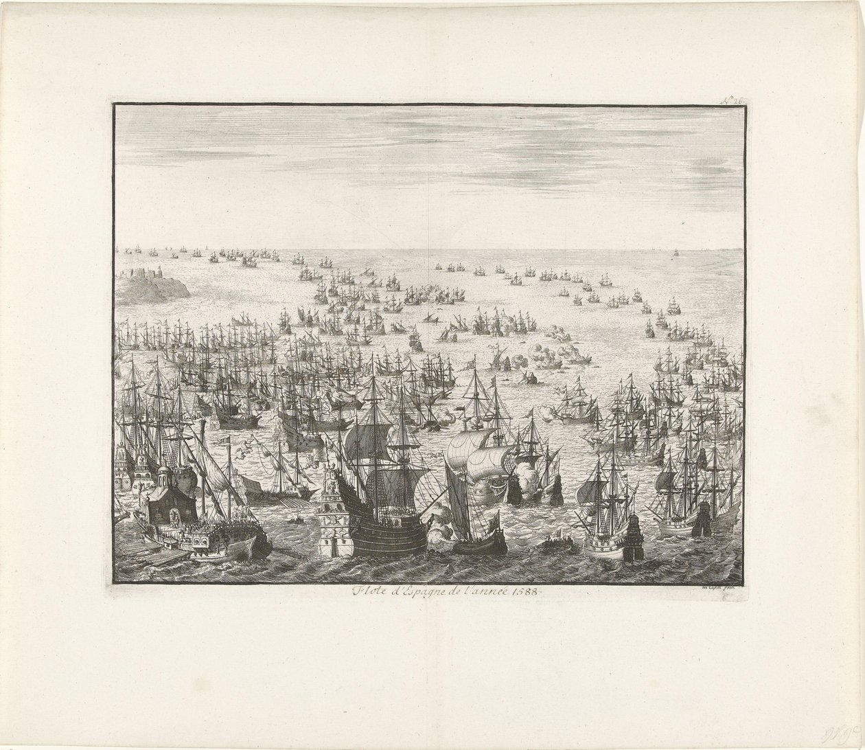 El hundimiento de la Armada Española en 1588, c. 1680 de Jan Luyken