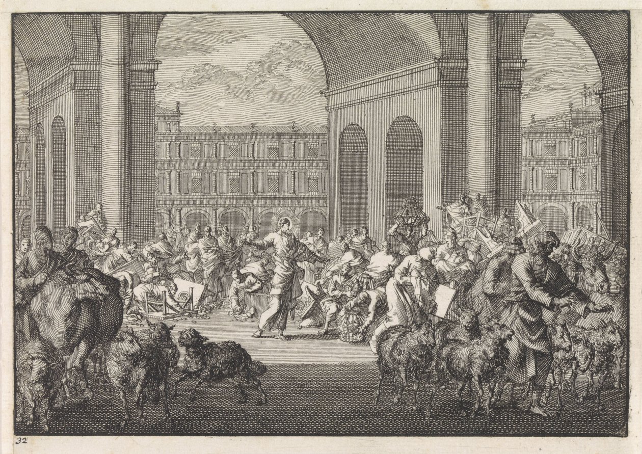 Expulsión de los cambistas del templo de Jan Luyken
