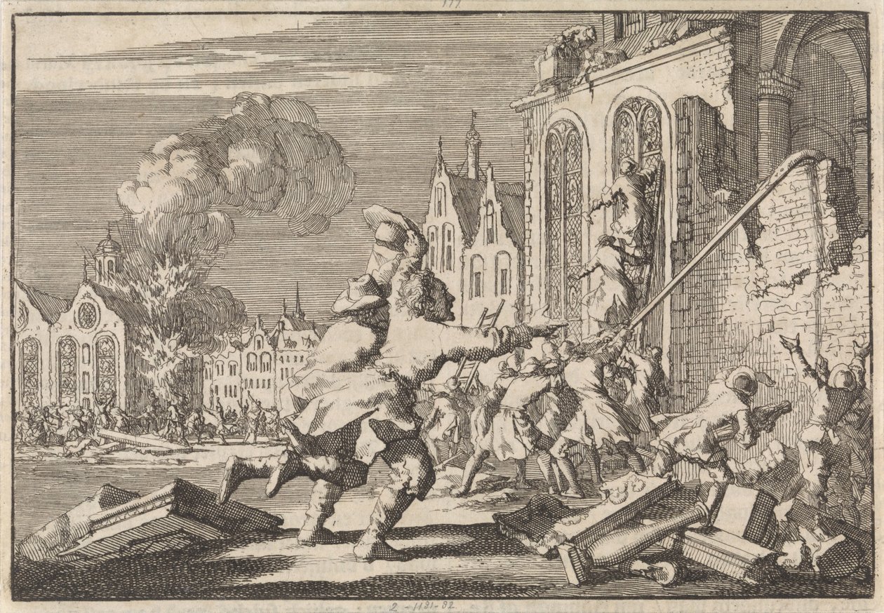 Destrucción de capillas católicas en Londres, 1688 de Jan Luyken