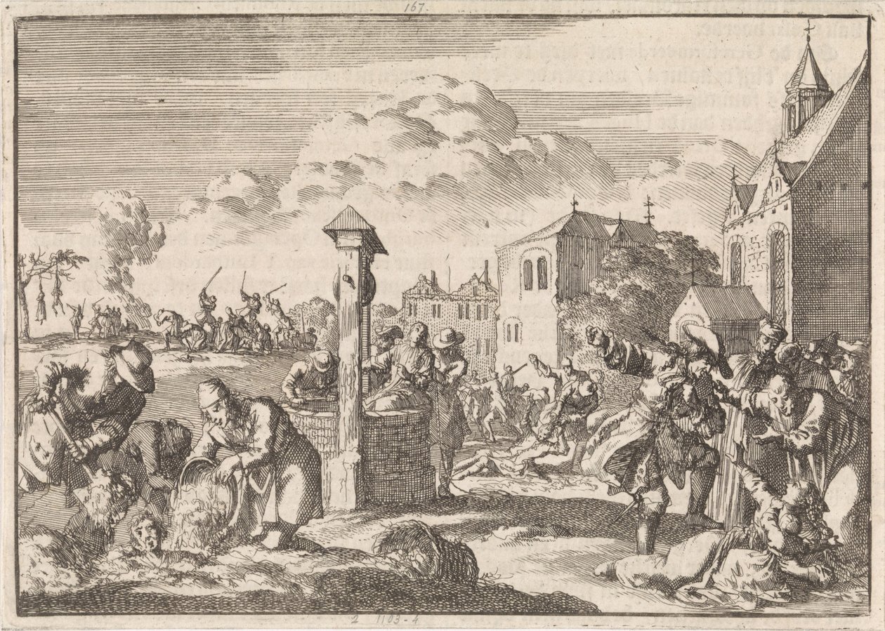 Persecución de los protestantes por Marsaut en Niort, 1682 de Jan Luyken