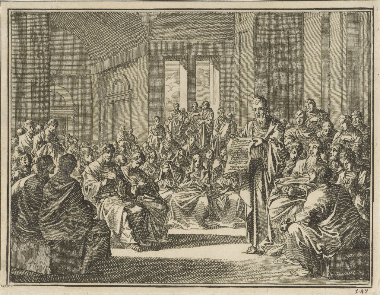 Lectura de una epístola ante una gran multitud de cristianos de Jan Luyken
