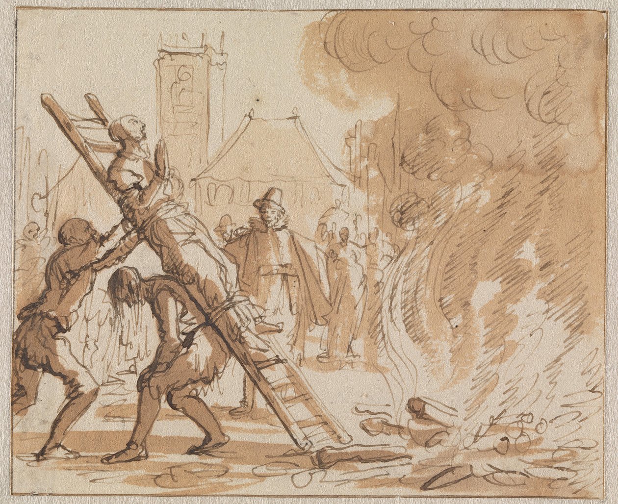 Estudios preliminares para Escena sangrienta, o Espejo de mártires de los cristianos anabaptistas o indefensos de Jan Luyken