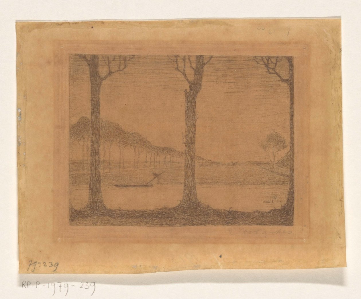 Árboles a lo largo del canal cerca de Woudsterweg de Jan Mankes (signed by artist)