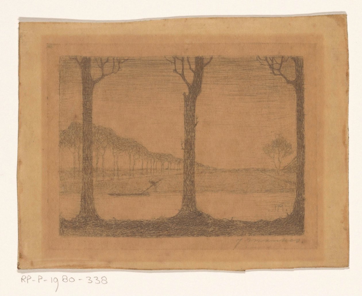 Árboles a lo largo del canal cerca de Woudsterweg de Jan Mankes (signed by artist)