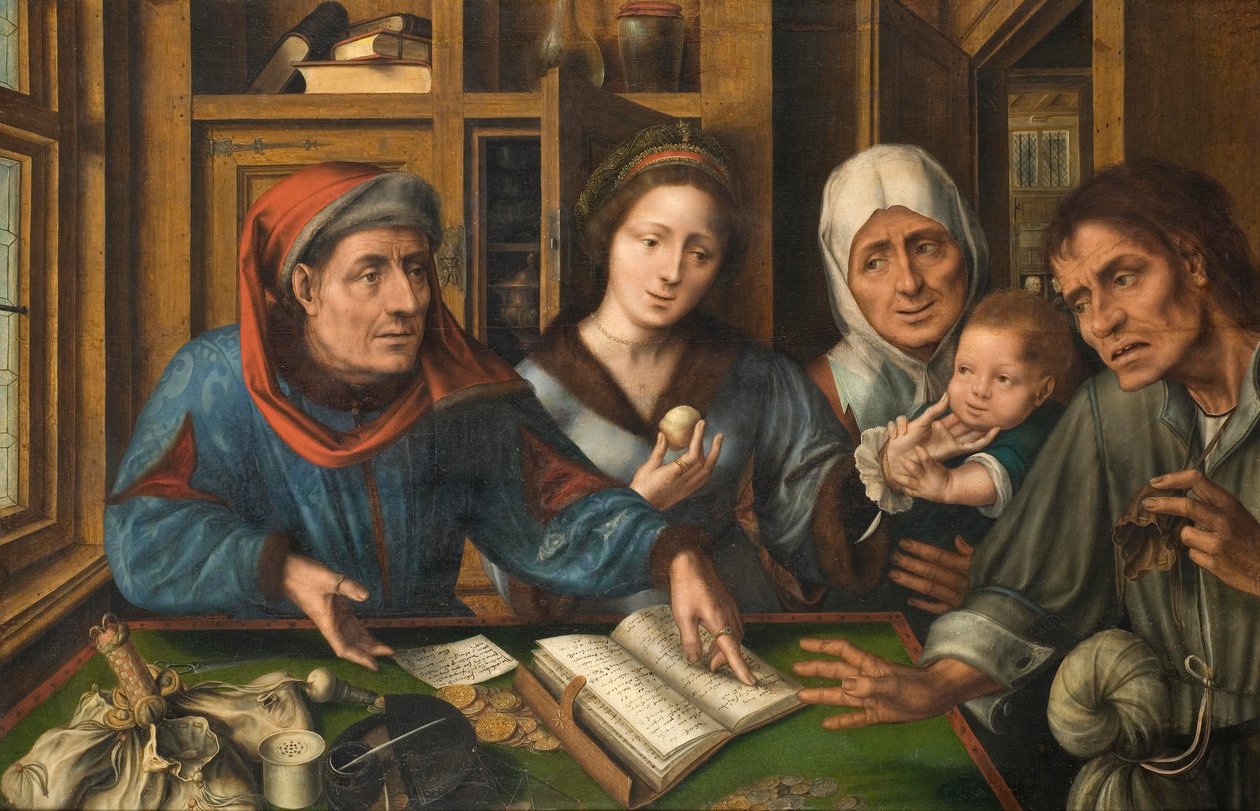 La oficina de los recaudadores de rentas, 1514 de Jan Massys or Metsys