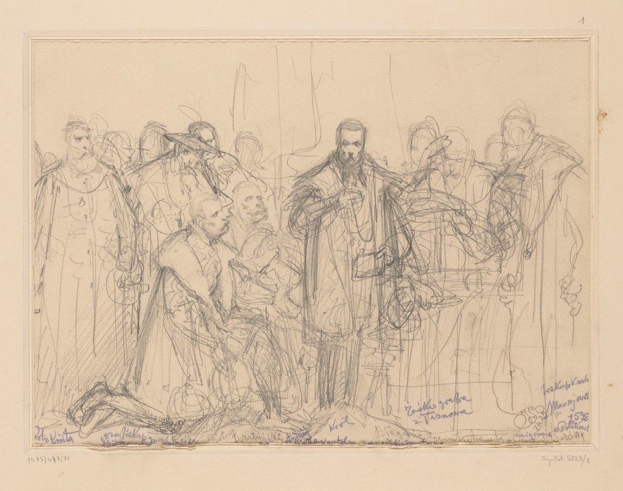 La súplica de Segismundo Augusto para que abandonara a Bárbara, boceto conceptual de Jan Matejko