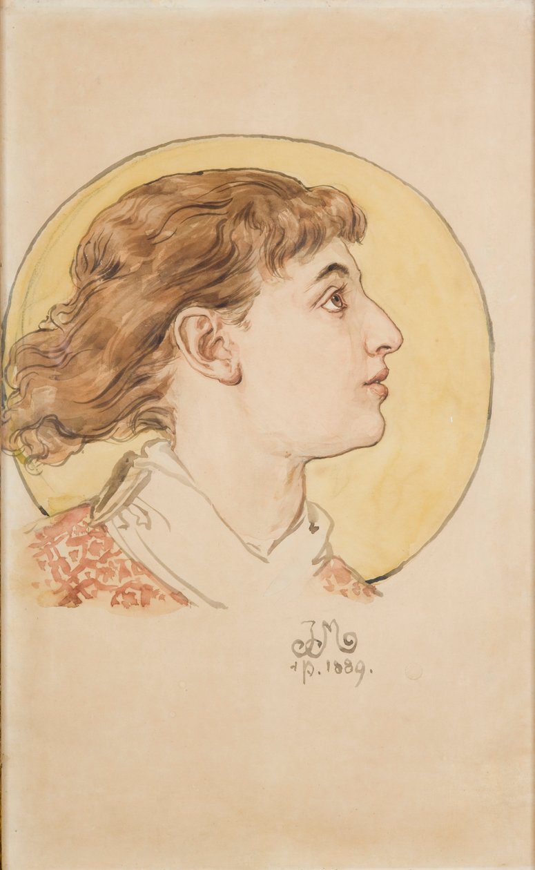 Cartón para la policromía de la Iglesia de Santa María: cabeza de angelito (retrato de la hija de Helena) de Jan Matejko