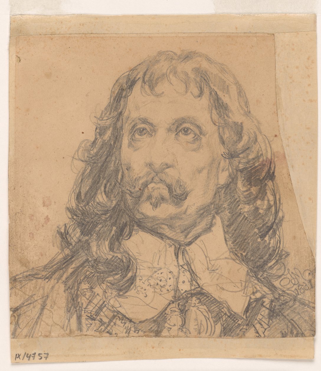 Estudio de retrato de la cabeza de Juan Casimiro (probablemente un estudio para un cuadro). de Jan Matejko