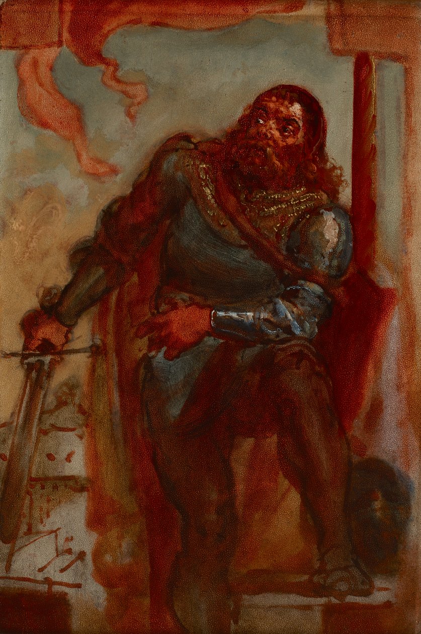 Boceto para el cuadro «Wacław Wilczek durante la defensa del monasterio benedictino de Trzebice en Moravia en 1468 contra Matías Corvino» de Jan Matejko
