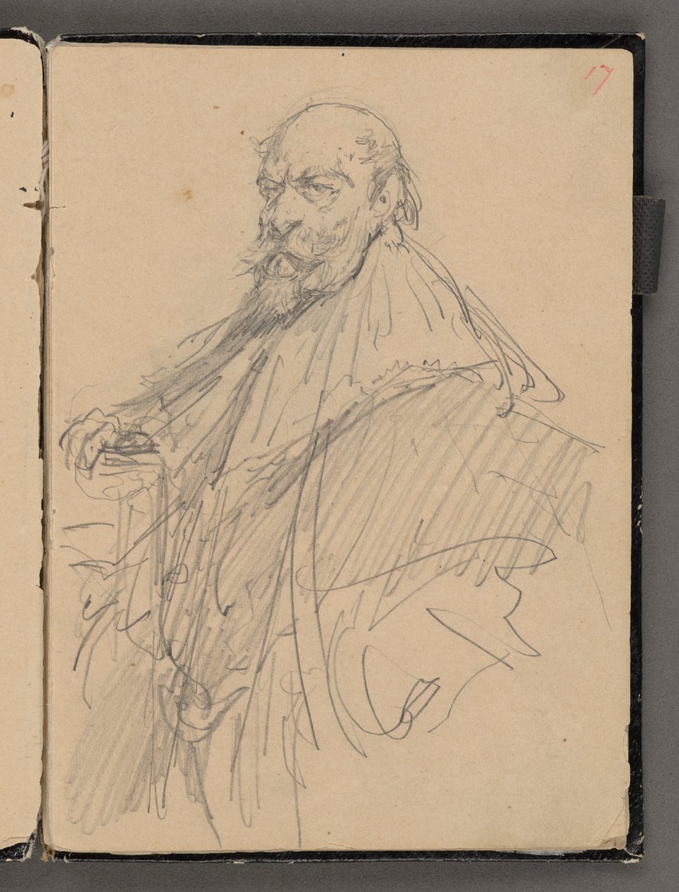 Cuaderno de bocetos de Jan Matejko de los años 1861-1863. Dibujo por una sola cara. Anverso: boceto de una figura masculina con traje histórico. de Jan Matejko