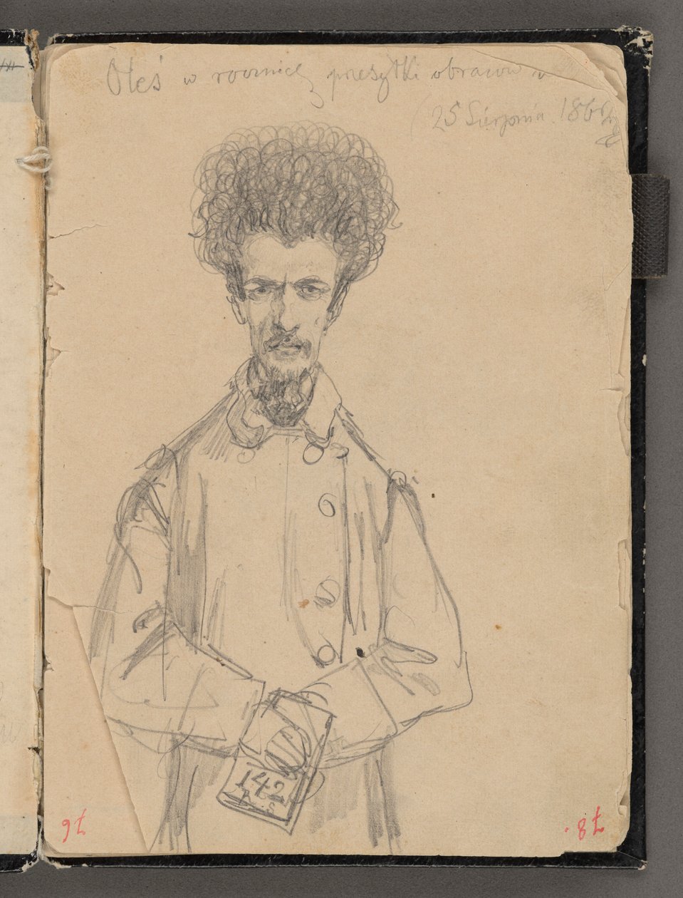 Cuaderno de bocetos de Jan Matejko de los años 1861-1863. Dibujo por una sola cara. Reverso: Aleksander Gryglewski (figura de ¾). de Jan Matejko