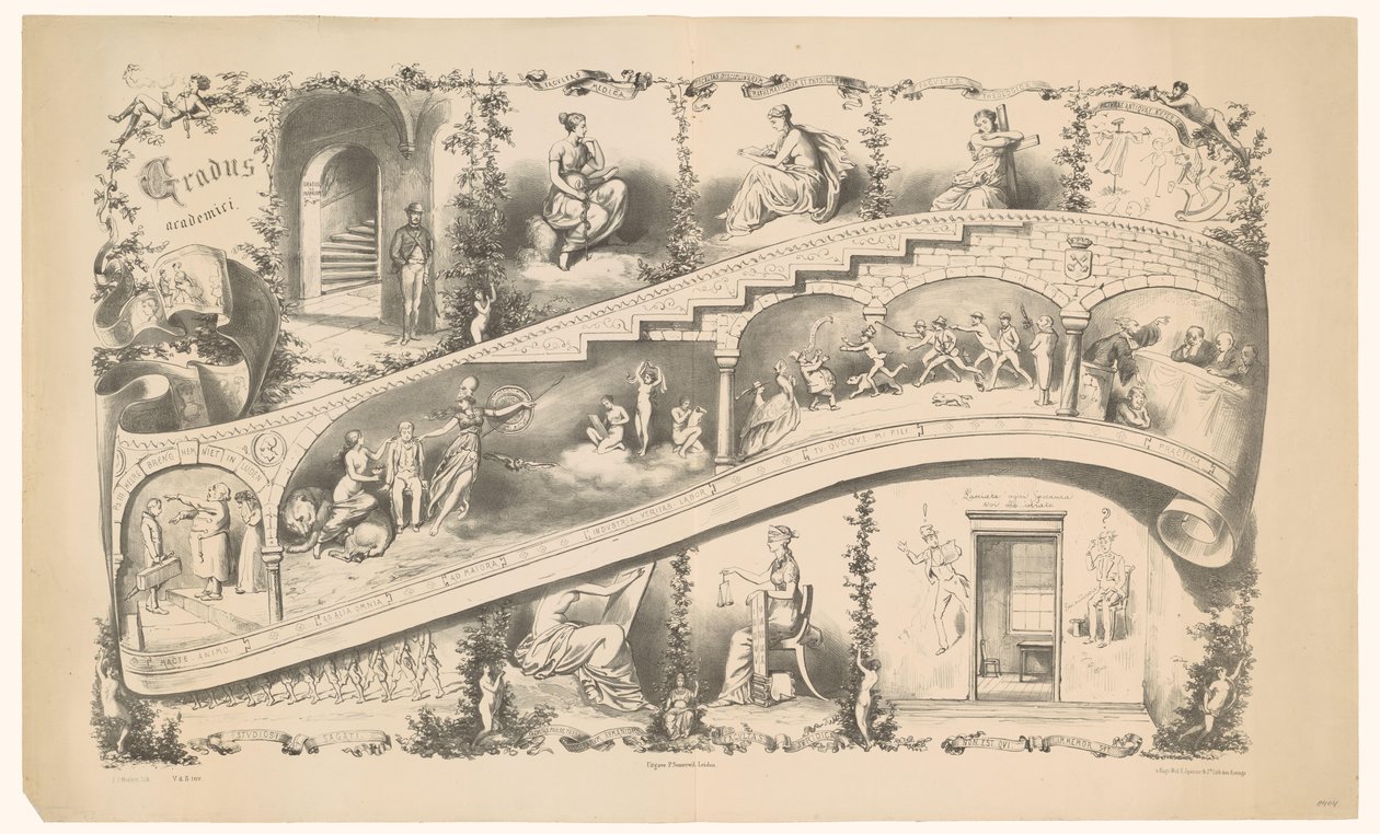 Presentación de la carrera de un estudiante de Leiden, 1871 Gradus Academici (título sobre objeto) de Jan Mesker