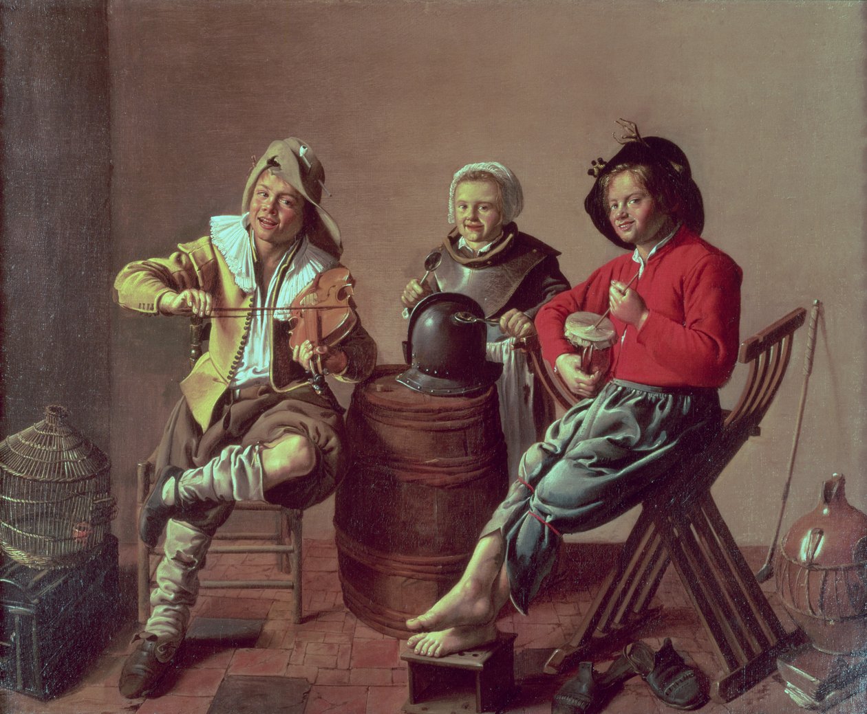 Dos niños y una niña haciendo música de Jan Miense (attr. to) Molenaer