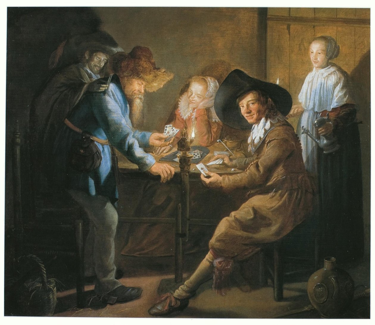 Jugadores de cartas a la luz de las lámparas de Jan Miense Molenaer