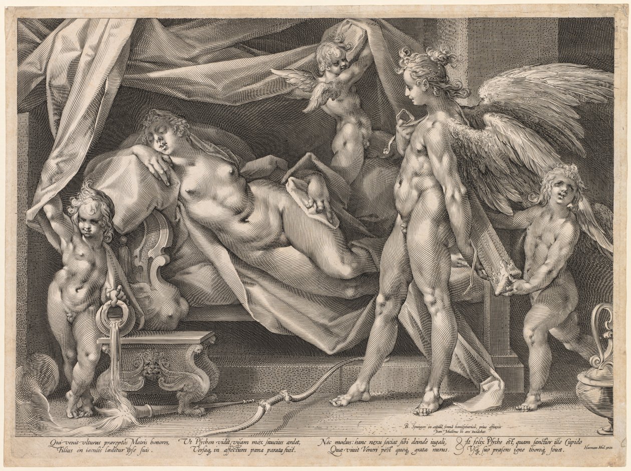 Cupido y Psique, c. 1600 de Jan Muller