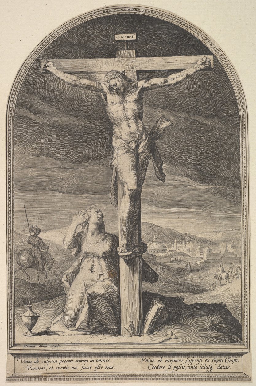 Santa María Magdalena al pie de la cruz de Jan Muller