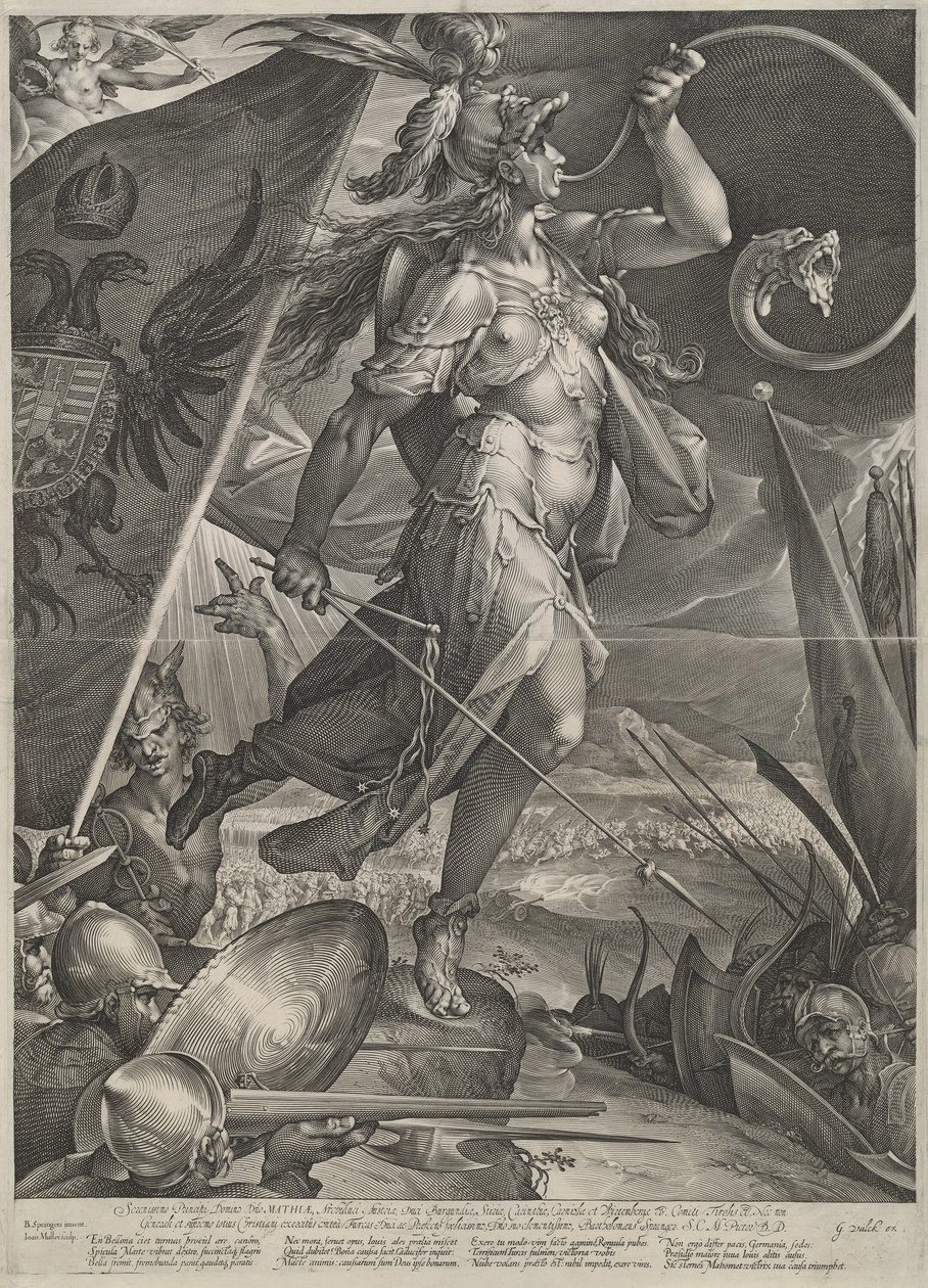 Bellona liderando los ejércitos imperiales contra los turcos de Jan Muller after Bartholomaeus Spranger