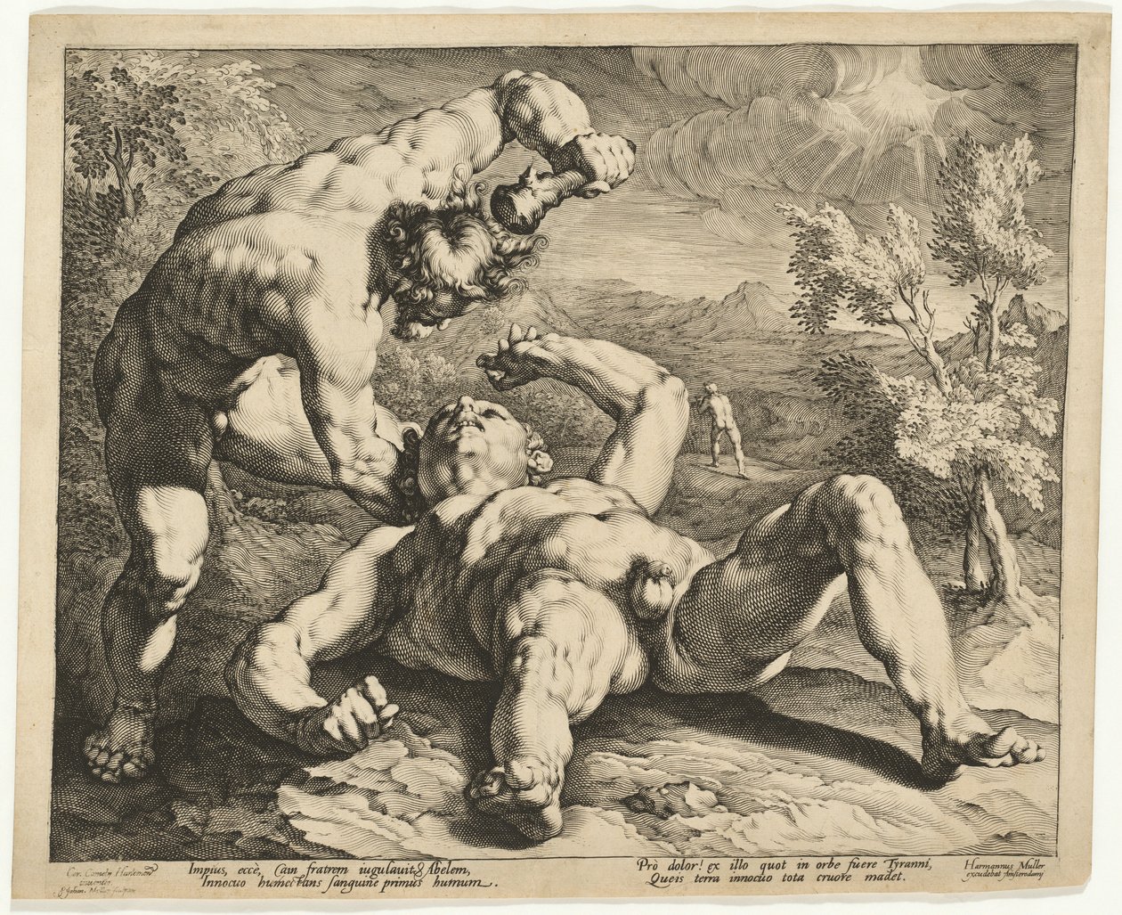 Caín matando a Abel de Jan Muller, after Cornelis Cornelisz van Haarlem