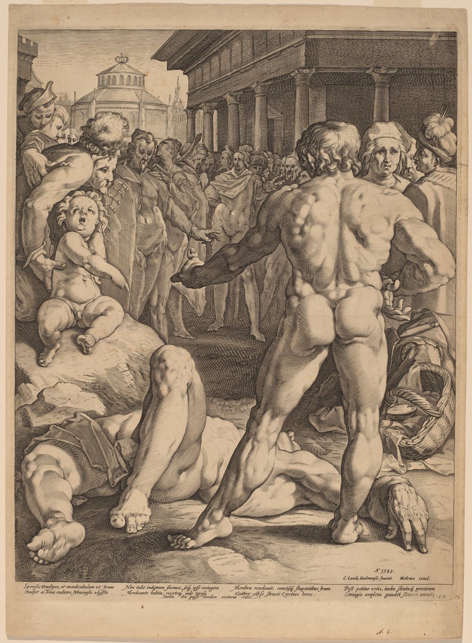 La lucha entre Ulises e Irus de Jan Muller, after Cornelis Cornelisz van Haarlem