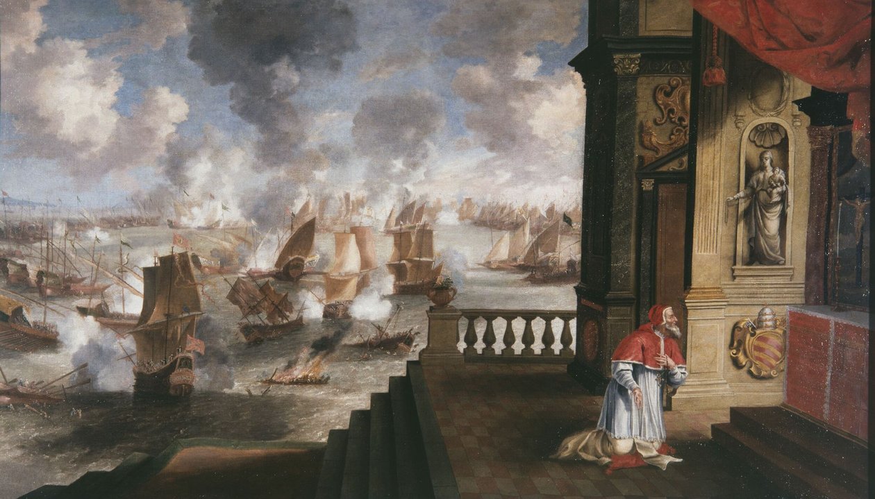 Holandés: de slag van Lepanto in 1571 La batalla de Lepanto en 1571 de Jan Peeters the Elder