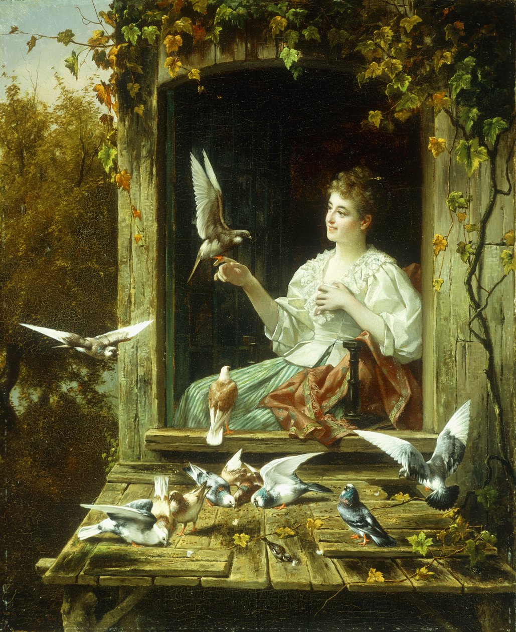 Alimentando a los pájaros de Jan Pieter Portielje