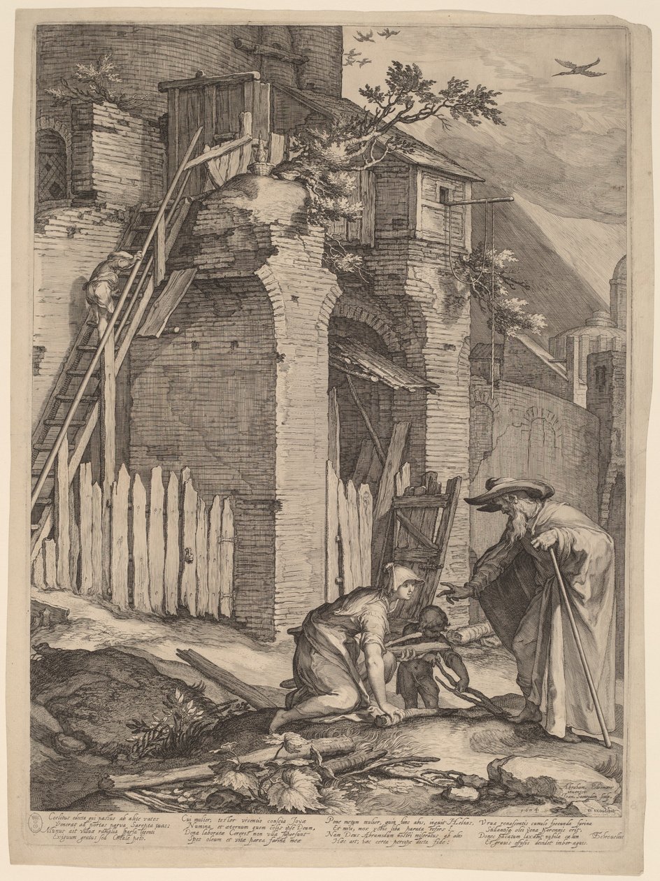 El Profeta Elías con la Viuda de Sarepta de Jan Pietersz Saenredam, after Abraham Bloemaert