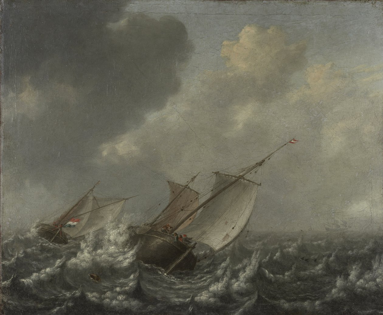 Embarcaciones en un mar agitado, 1620s de Jan Porcellis