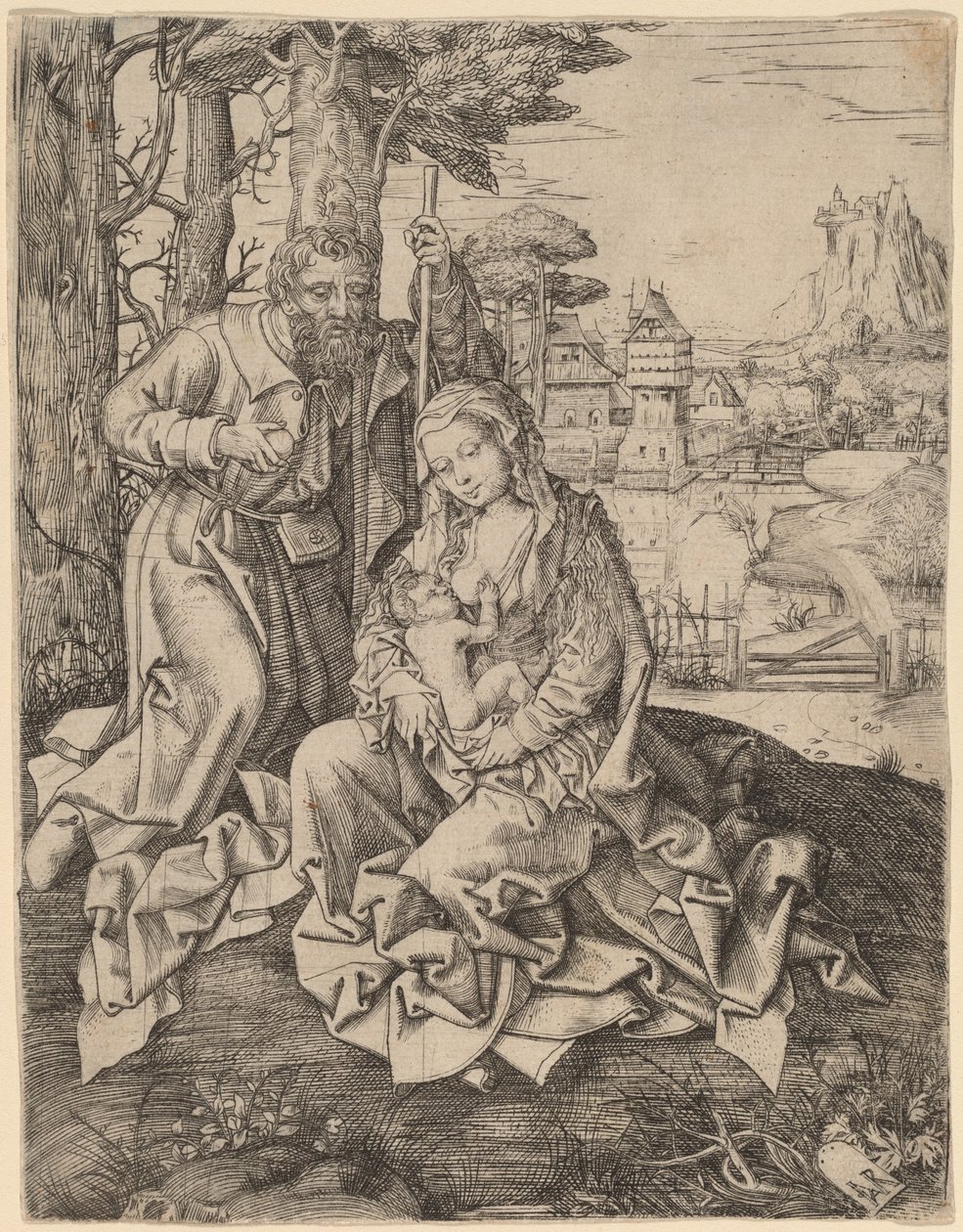 La Sagrada Familia en un paisaje de Jan Rombouts the Elder