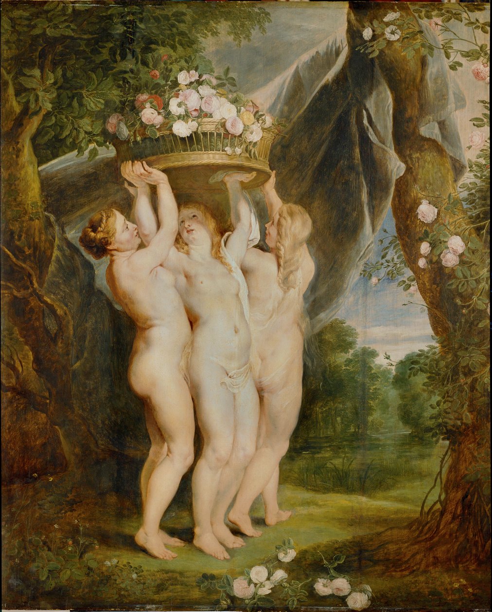 Las Tres Gracias (óleo sobre lienzo) de Jan & Rubens P.P. (1577-1640) Brueghel