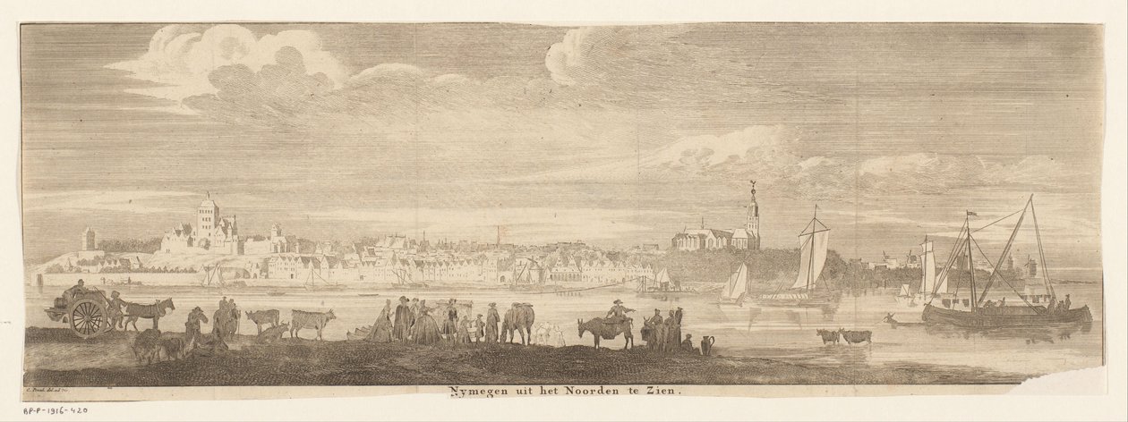 Vista de Nimega desde el norte Nymegen del Norte a Ver. (título en el objeto) de Jan Ruyter