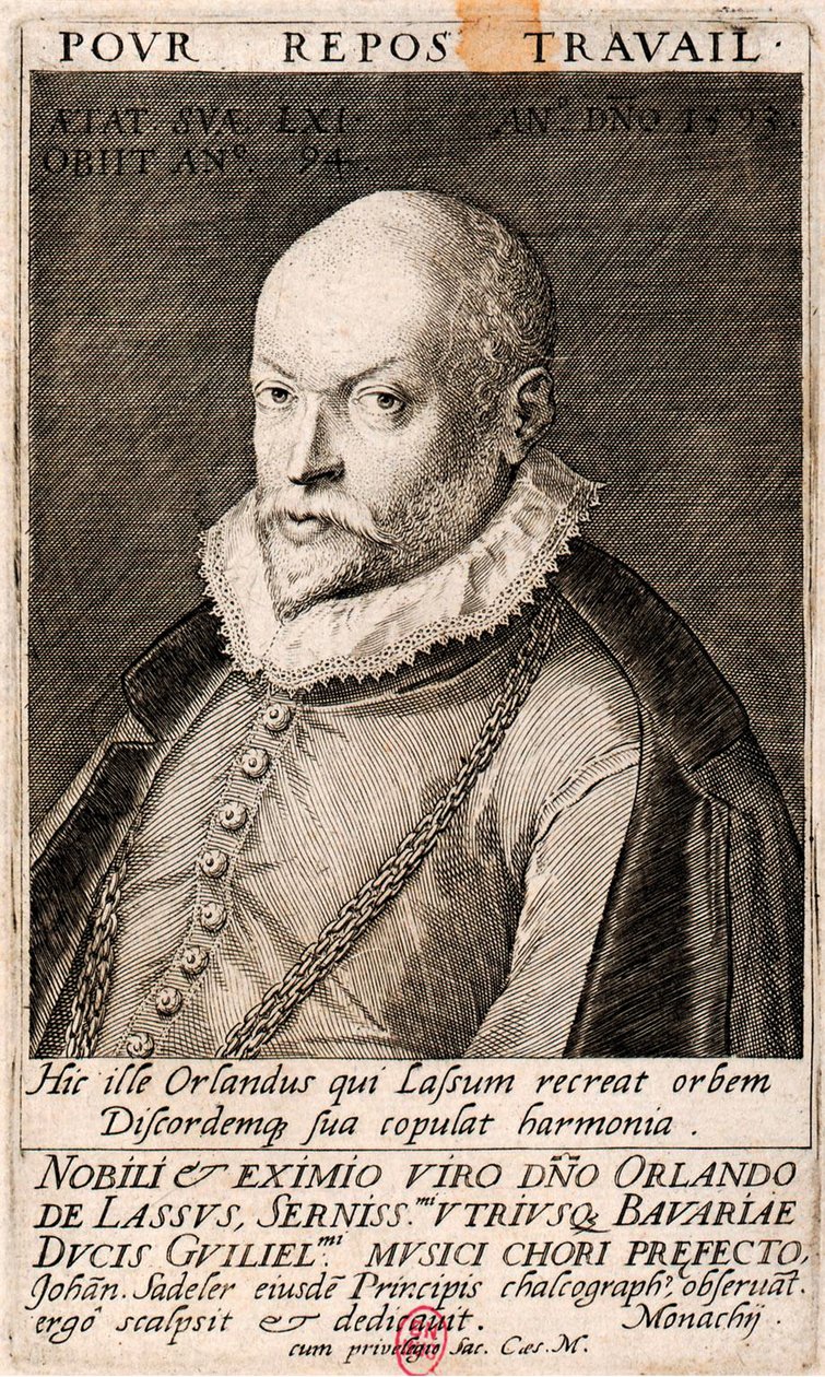 Retrato del compositor Orlando di Lasso 1532-1594, 1593 de Jan Sadeler