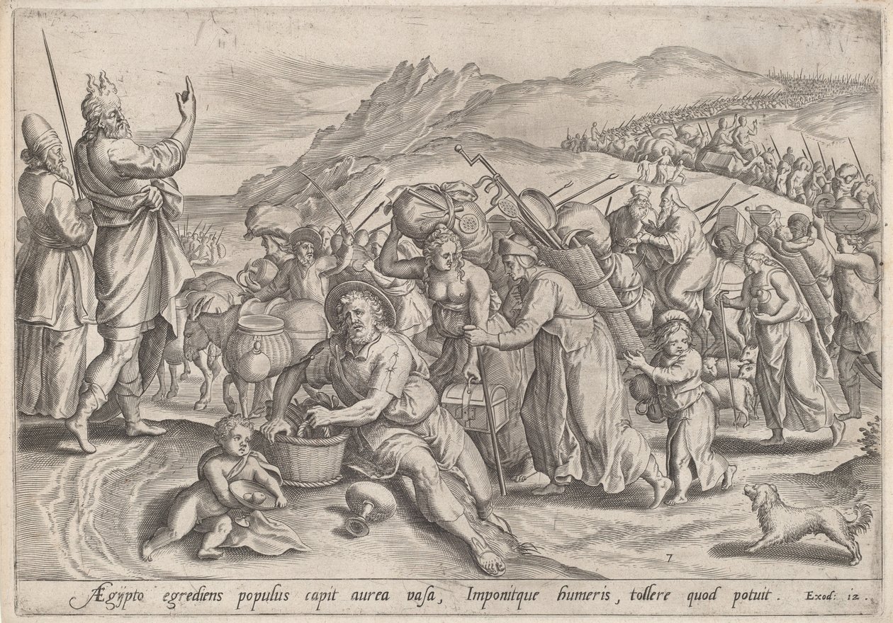El Éxodo de Egipto de Jan Sadeler I, after Maarten van Cleef
