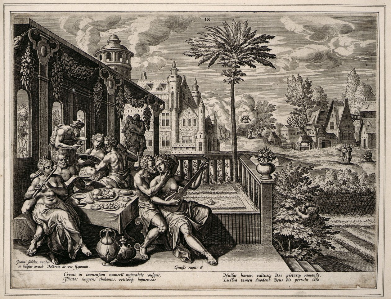 Génesis capítulo 6, versículo 9, c.1600 de Jan Sadler