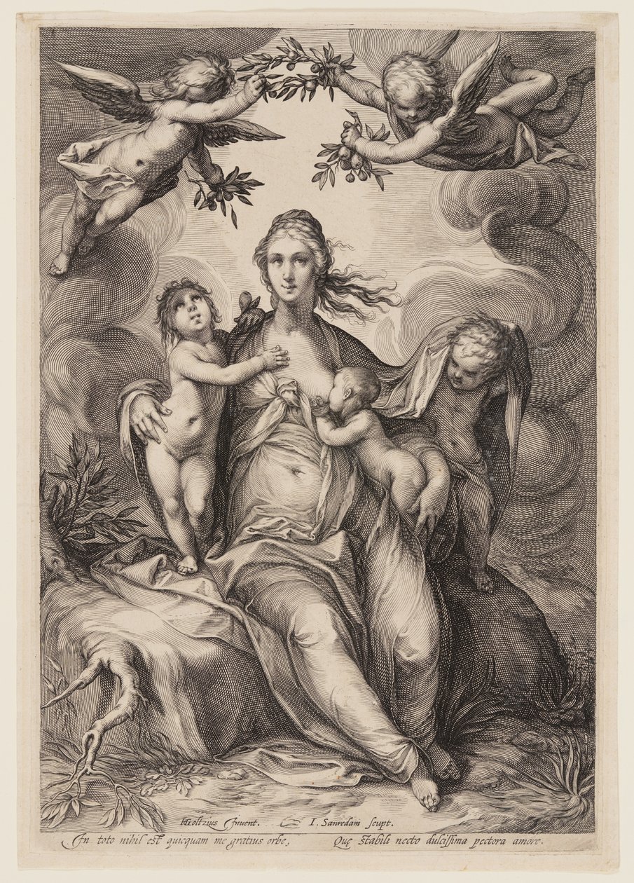 Caridad, de las Tres Virtudes Cardinales de Jan Saenredam