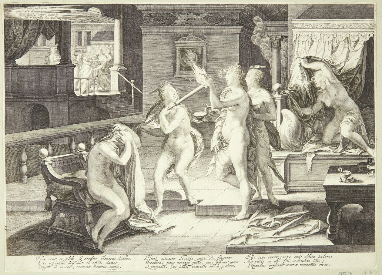 Las vírgenes prudentes y necias reciben sus lámparas de Jan Saenredam
