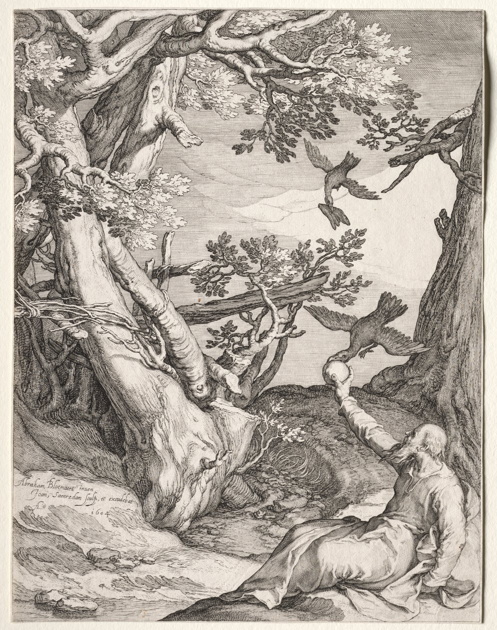 Elijah in the Wilderness Fed by Ravens de Jan Saenredam