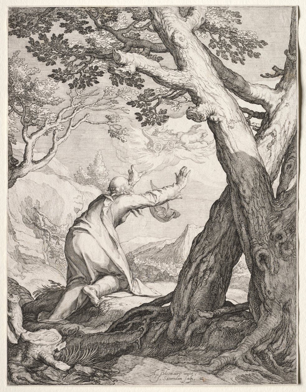Eliseo y el Carro de Fuego de Elías, 1604 de Jan Saenredam