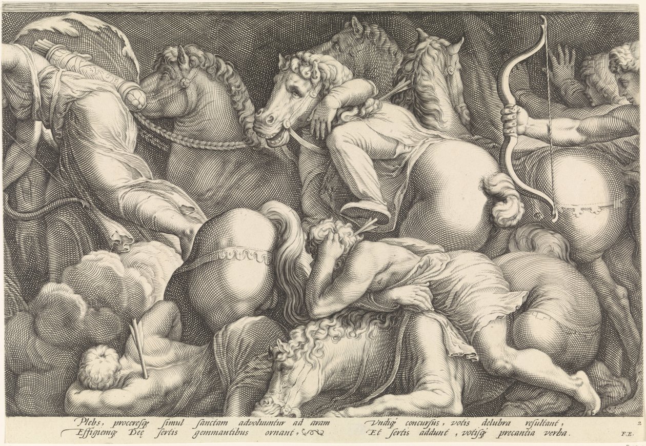 Frisón con el castigo de Niobe (lámina 2) de Jan Saenredam