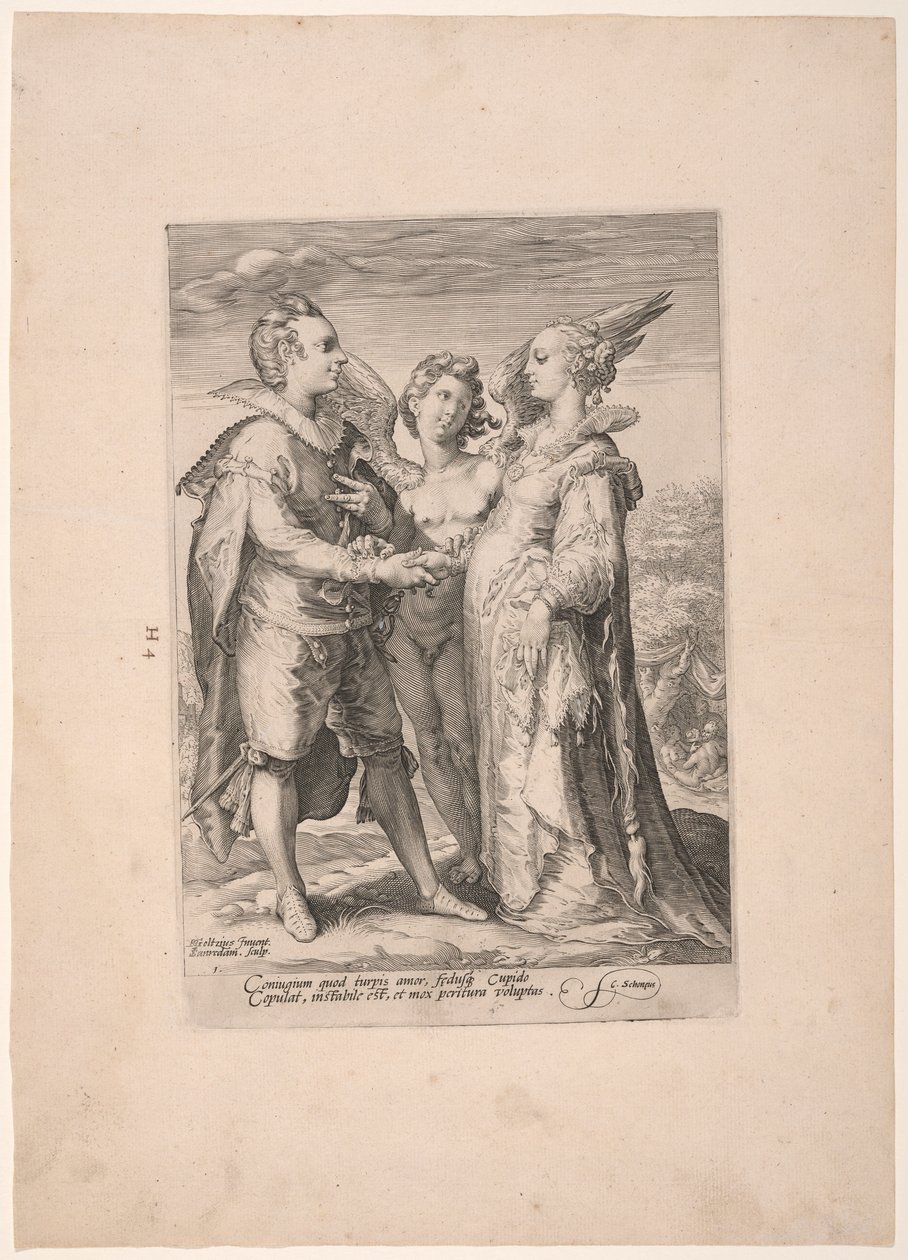 Matrimonio por amor mundano, de Tres tipos de matrimonios de Jan Saenredam