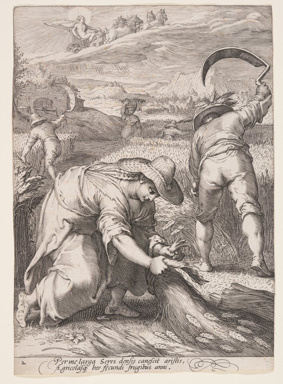 Verano (Campesinos cosechando trigo), de Las cuatro estaciones de Jan Saenredam