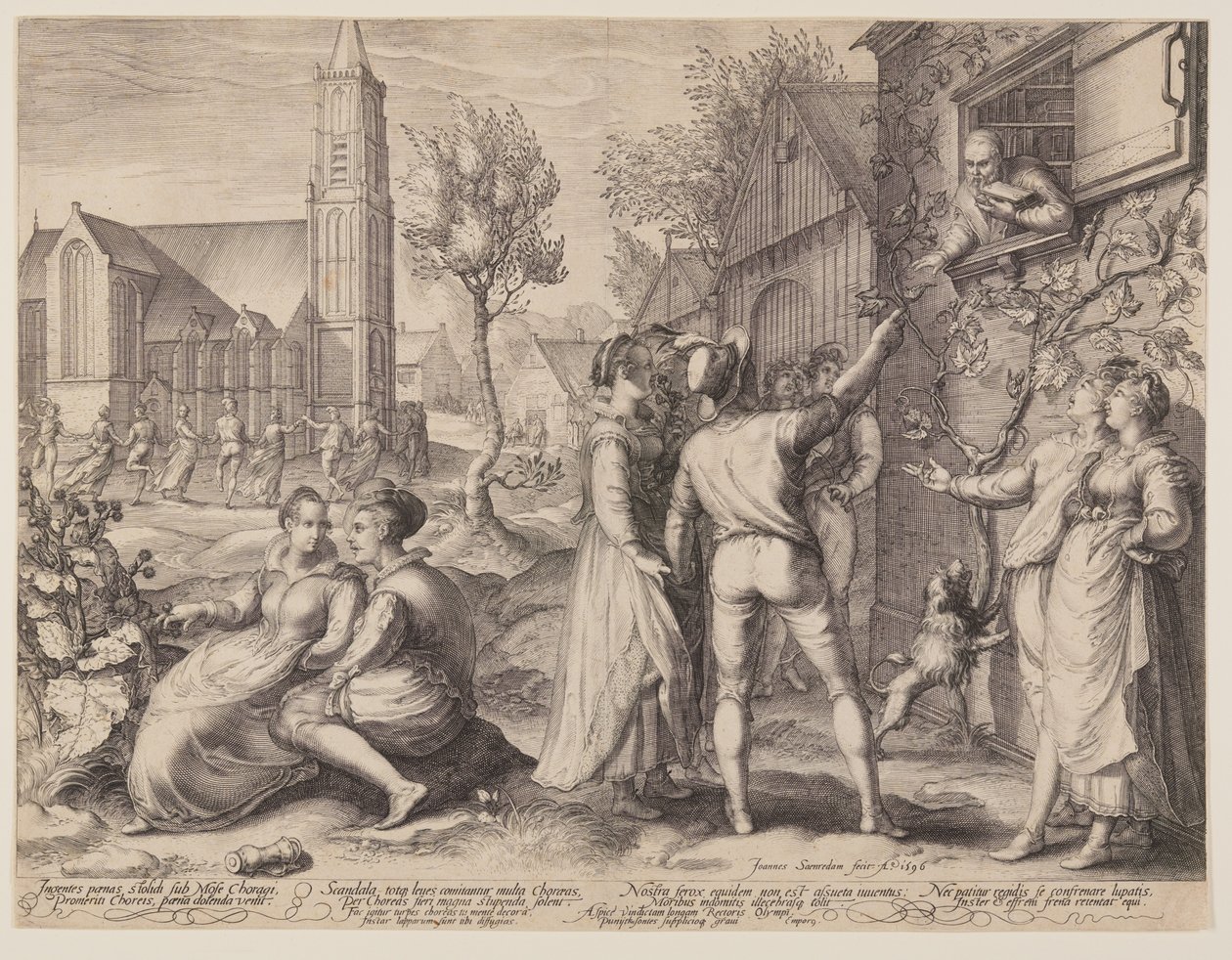 Parejas jóvenes celebrando y bailando de Jan Saenredam