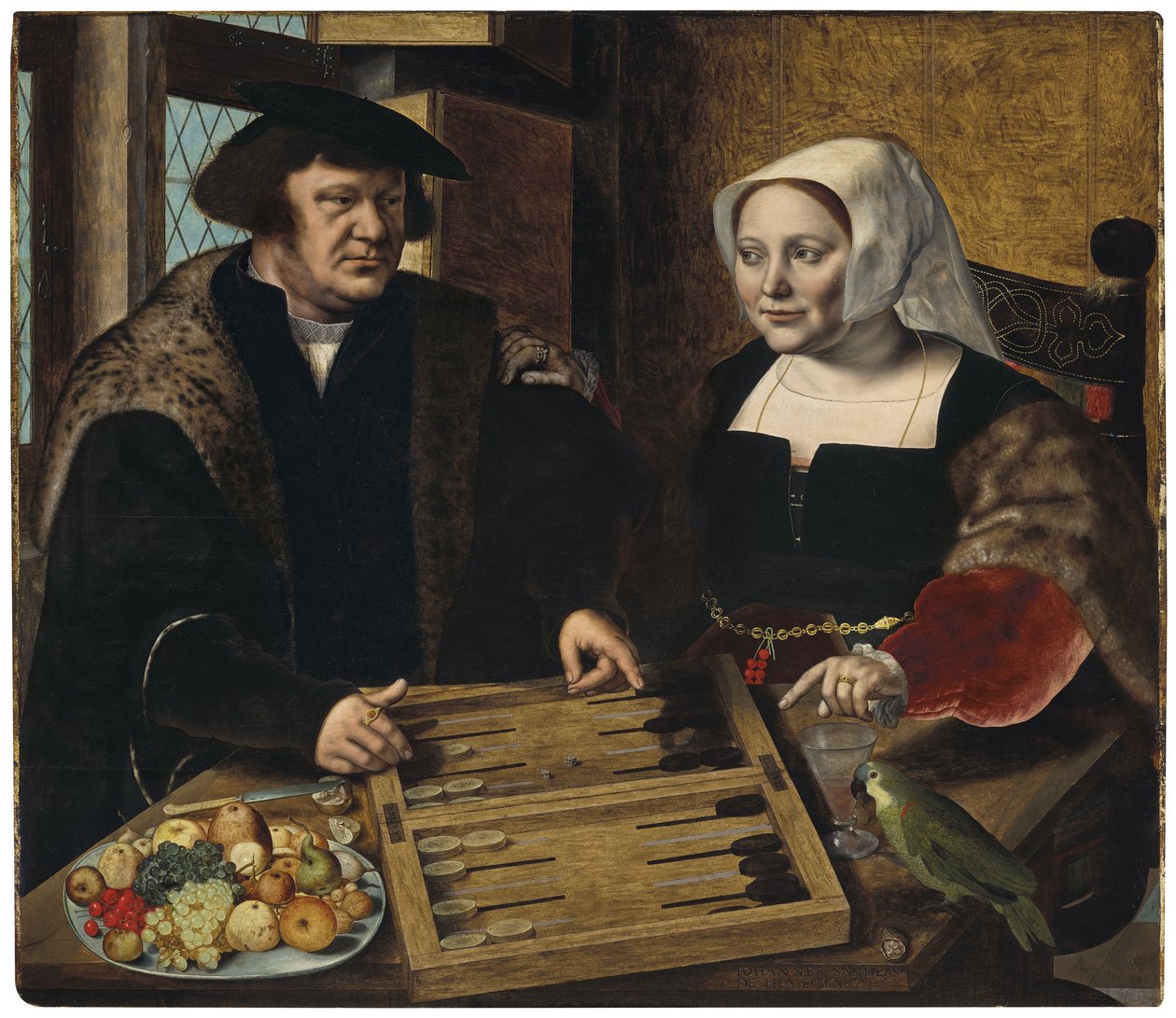 Retrato de una pareja jugando al trictrac de Jan Sanders van Hemessen