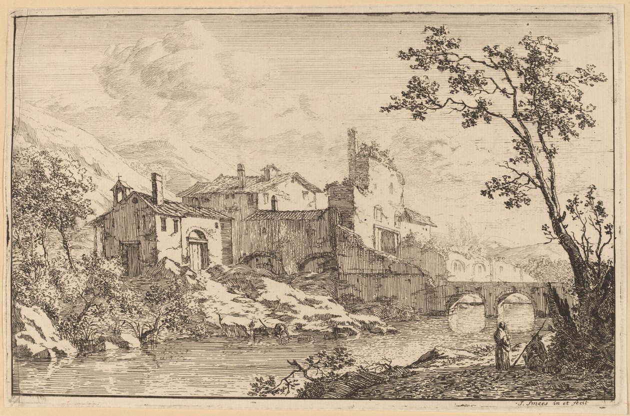 Casas al Lado de un Río de Jan Smees