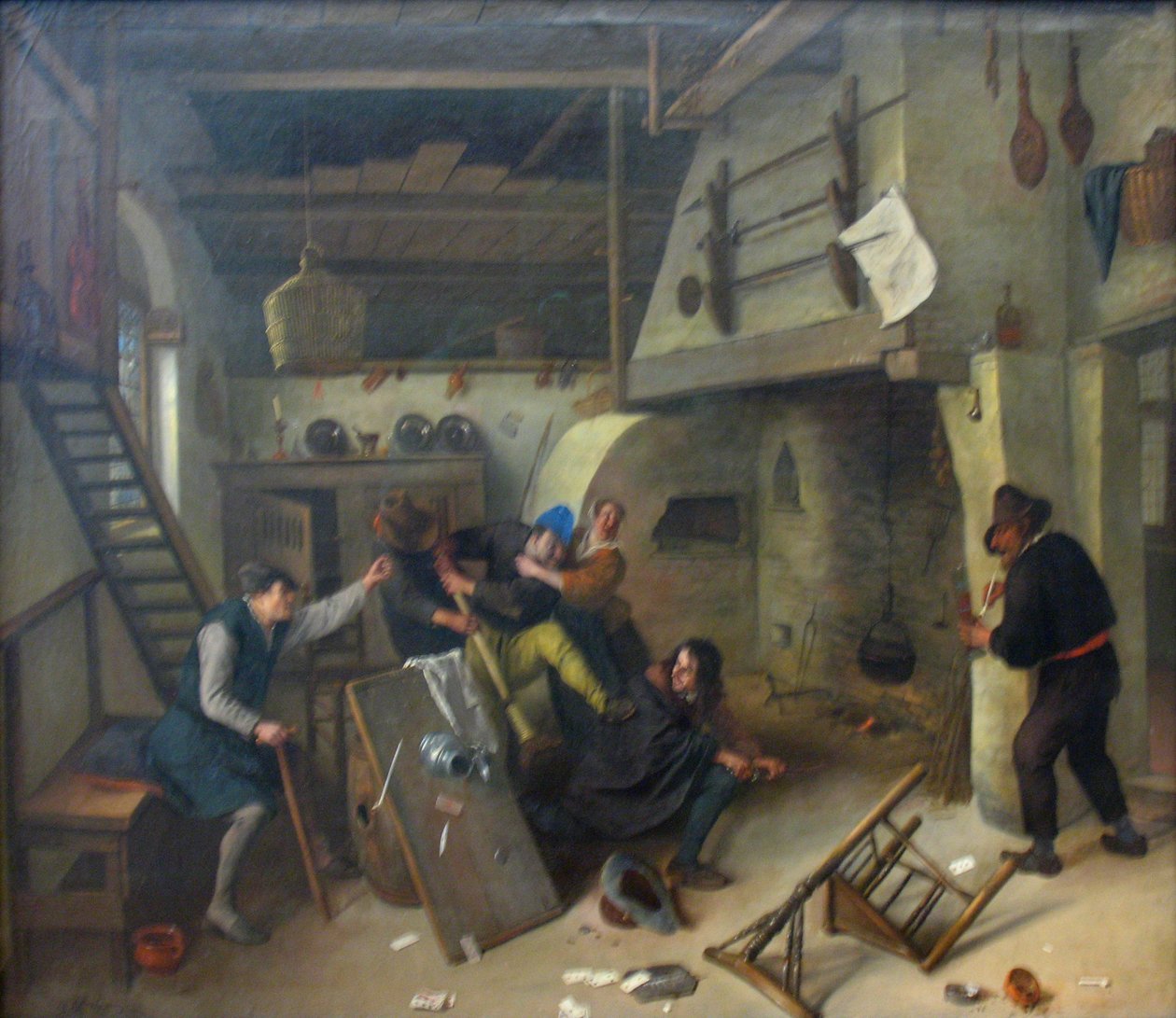 Una riña entre jugadores de cartas en una taberna de Jan Steen