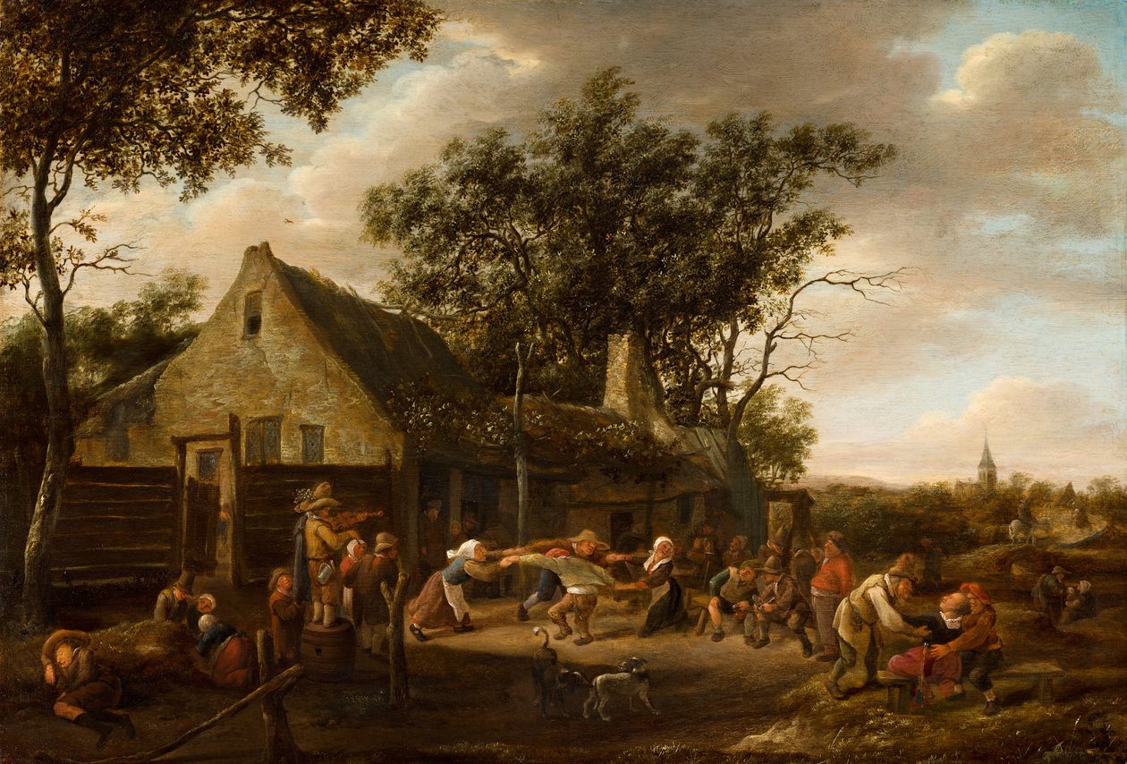 Campesinos bailando frente a una posada de Jan Steen
