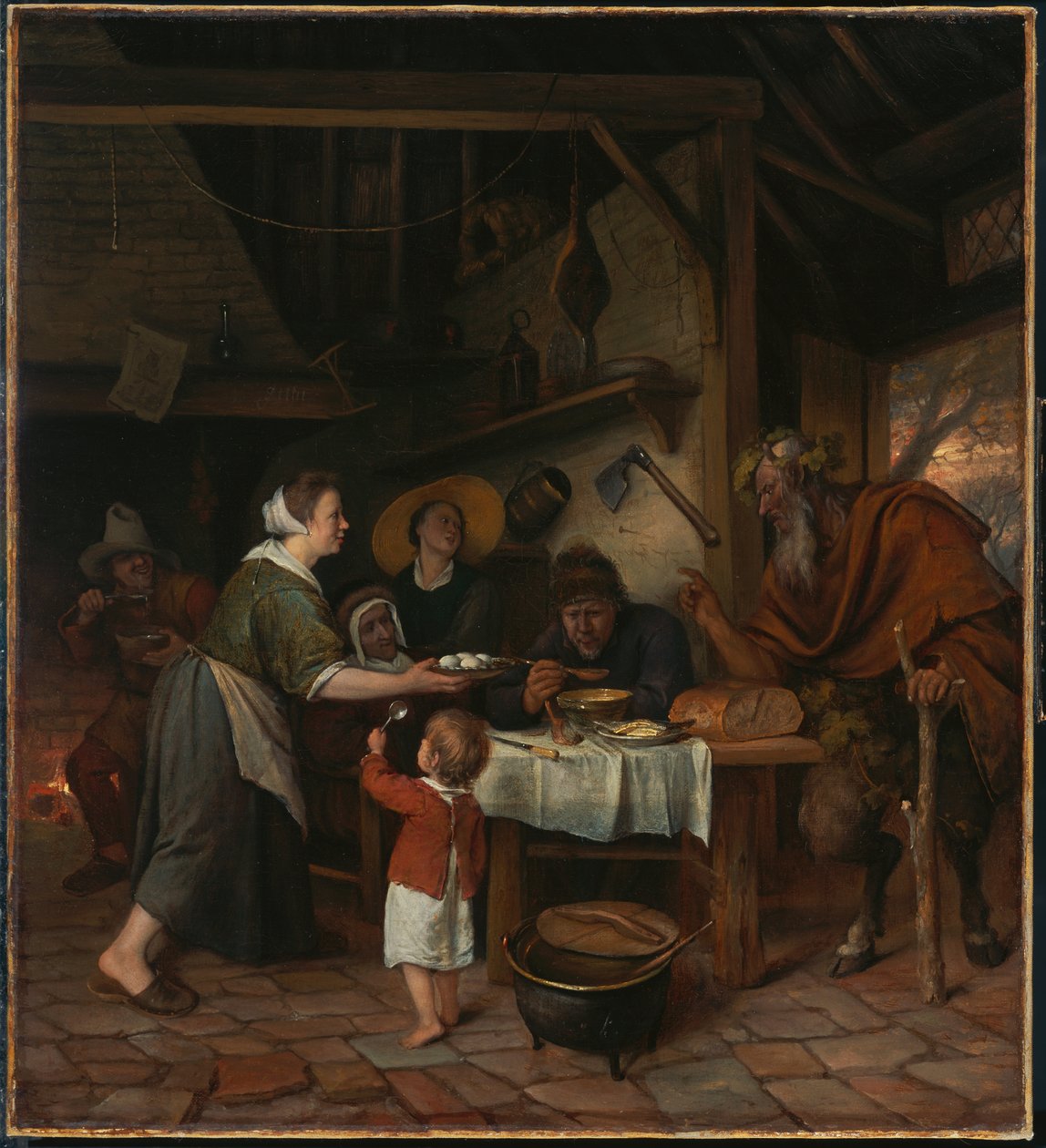 El sátiro y la familia campesina de Jan Steen